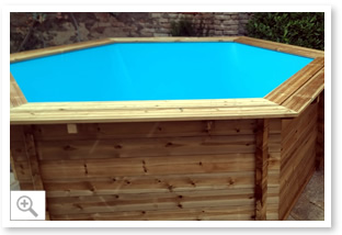 Montaggio piscina in legno esagonale fuori terra JARDIN 354 da giardino - Foto 8