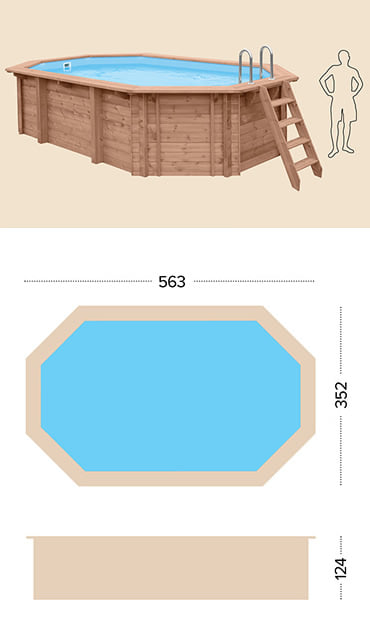 Piscina in legno fuori terra da esterno con Liner sabbia R?IVA 560: specifiche tecniche