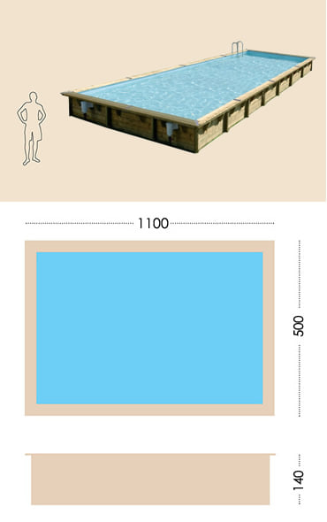 Piscina in legno fuori terra da esterno MASTER POOL 1100x500 Liner azzurro: specifiche tecniche