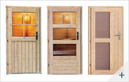 SSauna finlandese da esterno Ivana - Porta in legno a scelta in 3 varianti: classica, moderna o satinata