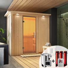 Sauna finlandese multifunzione Variado con stufa COMBO-BIO 3,6 kW e riscaldatori infrarossi